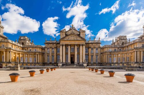 Exterior of Blenheim palace in Oxfordshire, United kingdom